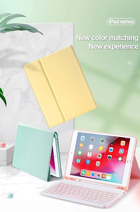 AnMengXinLing Lovely Keyboard Case for iPad 9th/8th/7th Generation with Mouse,Case for iPad9 iPad8 iPad7 10.2 inch with Pencil Holder and Deatachable Keyboard Mouse, Pink