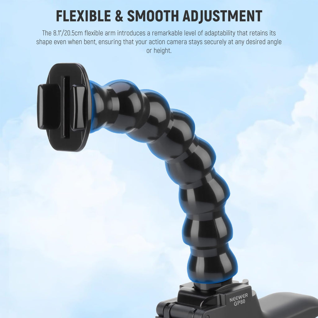 NEEWER Flexible Clamp Mount Compatible with GoPro DJI Action Cameras, GP-80