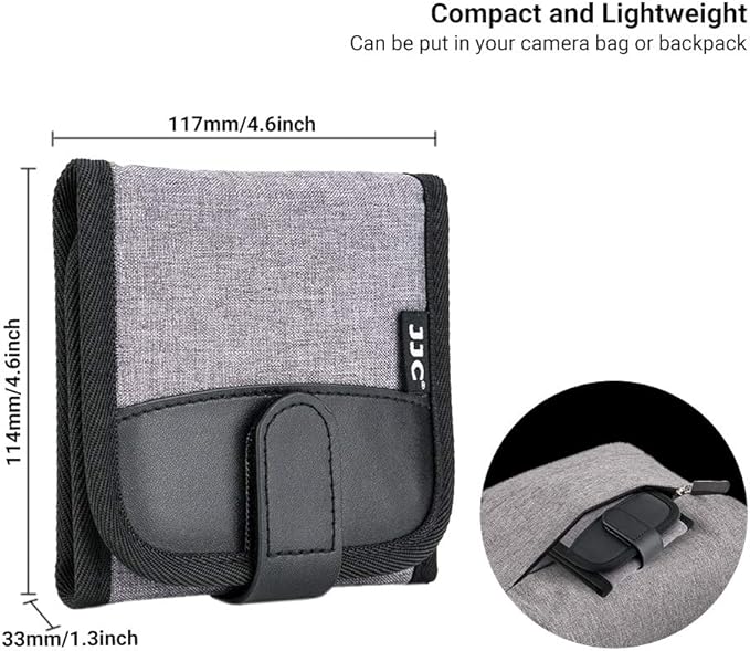 3 Pockets Camera Filter Case for Filter Up to 82mm (fits 82mm 72mm 67mm 62mm 58mm 55mm 52mm 49mm 46mm 43mm 40.5mm 37mm) with Microfiber Cleaning Cloth,Belt Loop Design Compact Lens Filter Pouch Wallet