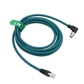 Ethernet Cable for PLC Router Network Cognex Basler Baumer Sick Keyence Datalogic Microscan Vision Camera Sensor Reader, M12 8 Pin X-Code Right Angle 90-Degree to RJ45 (20m)
