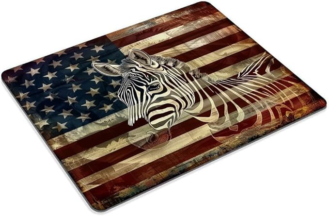 Square Mouse Pad Black and White Zebra and National Flag-1,Gaming Mouse Pads for Desk,Soft Computer Waterproof Non-Slip Mouse Mat