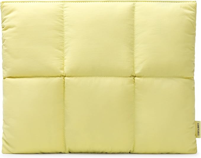 Comfyable Puffy Laptop Sleeve 13 Inch 14 Inch, Quilted Puffer Laptop Carrying Case, Pillow Case Compatible with MacBook Air M4 2025 M3 M2 M1, MacBook Pro M4 Pro/Max, Yellow