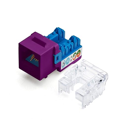 trueCABLE Cat6A Keystone Jack, Unshielded (UTP), 90 Degree Punch-Down, PoE++ (4PPoE), UL Listed, ETL Verified, ANSI/TIA Certified, Modular RJ45 Female, Purple, 24 Pack