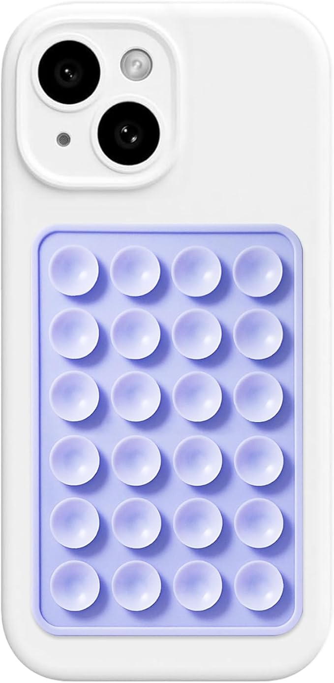 AZXYI Silicone Suction Phone Case Mount, Silicon Adhesive Suction Cup Phone Mount, Non Slip Sticky Phone Grip for Cellphone, Strong Grip Holder for Selfies and Videos (Lavender)