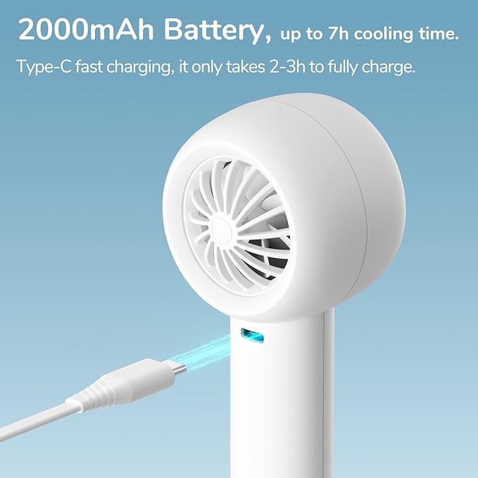 JISULIFE Mini Portable Fan-Bladeless Safe Design, Powerful Turbo Handheld Fan with 3 Speeds, USB Rechargeable, Small Pocket Design for Travel/Lash, Gifts For Girls/Women