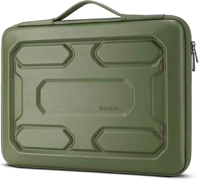 DOMISO 14 inch Laptop Sleeve with Handle Shockproof Computer Bag Waterproof EVA Protective Carrying Case for 14" ThinkPad E480/Yoga 920/13.5" Microsoft Surface Book/HP Pavilion 14 Stream 14, Green