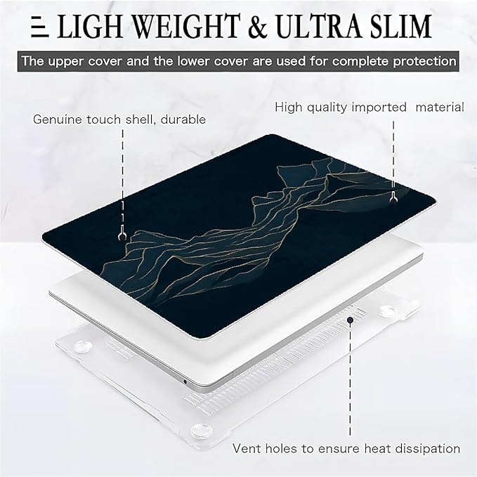 Compatible with MacBook Air 13.3 13.6 Inch Case 2022 2021 2020 2019 Plastic Hard Shell Case Cover,13.3 Air (A1932/A2179/A2337), Dark Mountains