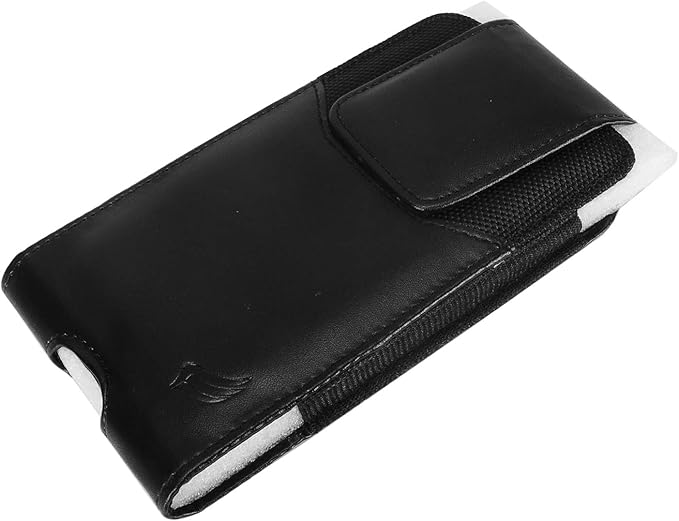 Leather Cell Phone Holster for Boost Celero 5G, Motorola Moto G 5G, Moto G Power 2021/2022/2023/2024, TCL 30 40 50 60 XE, XL, Vertical Case Waist Carrying Pouch with Belt Clip/Loops, Black