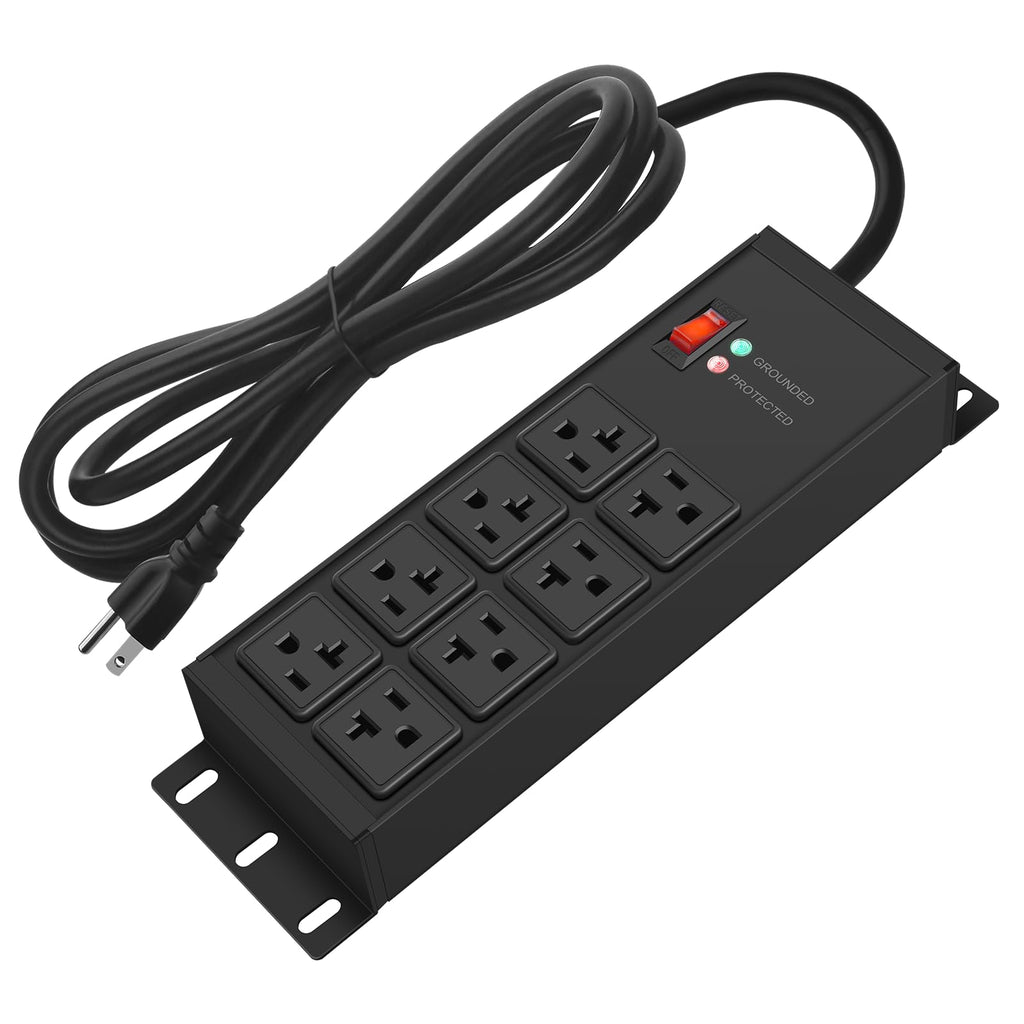 CCCEI 12 Gauge Heavy Duty Power Strip, 8 Ports, Black, 25FT.