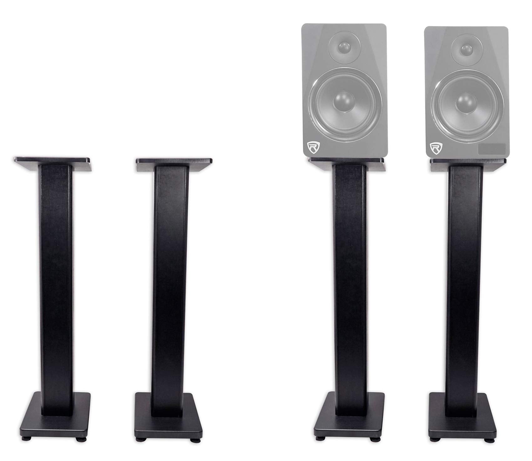Rockville Pair RHTSB 36 Inch Bookshelf Speaker Stands, High-Performance Wood, Cable Management, Dual Platform Sizes, for Home Theater and Studio Monitors