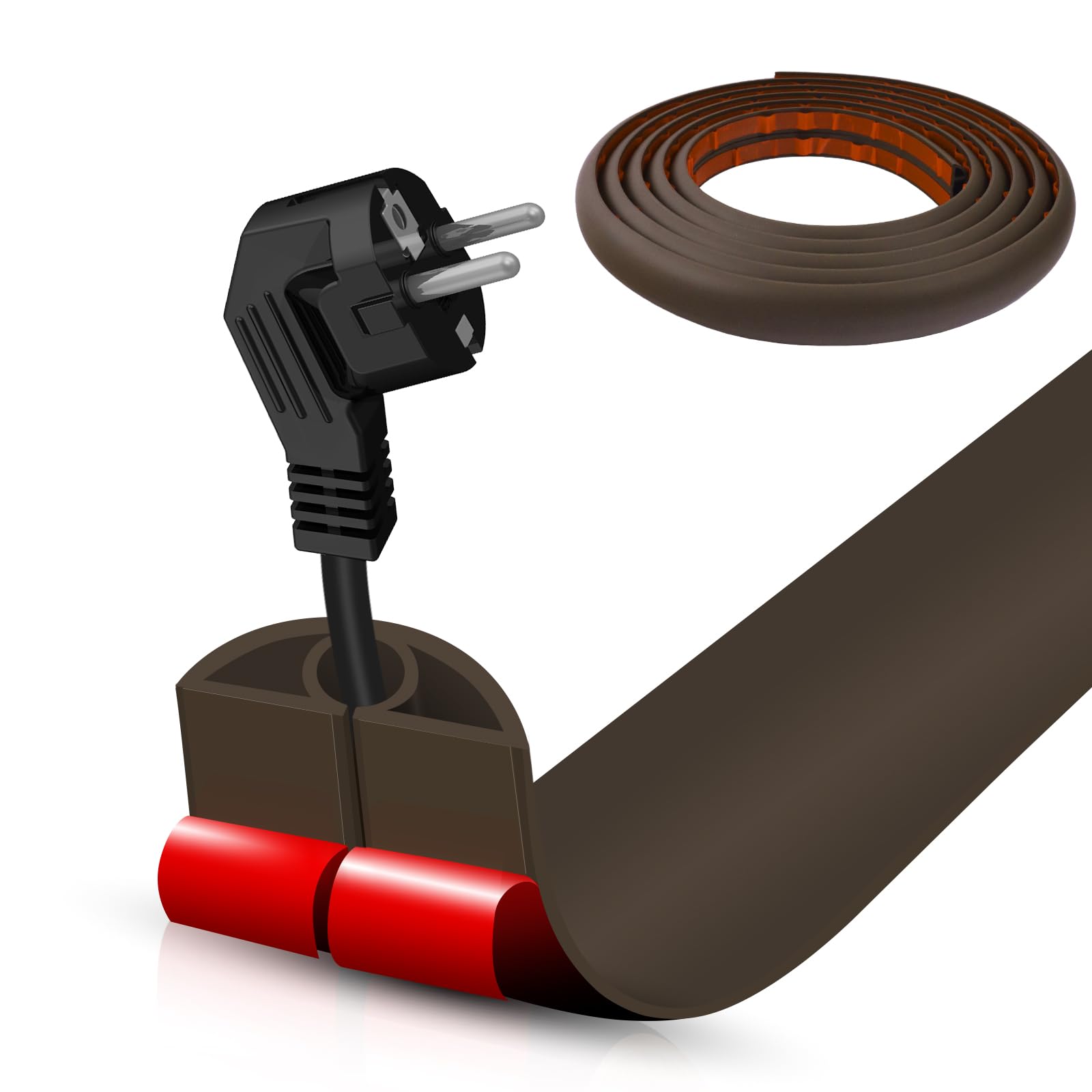 Floor Cord Cover Cable Cavity Self Adhesive Cord Hider Floor 10FT Floor Cable Management Power Cord Protector Floor Electric Cord Covers for Offices, Gym, Exhibitions (CoffeeBrown, 0.78" x 10')