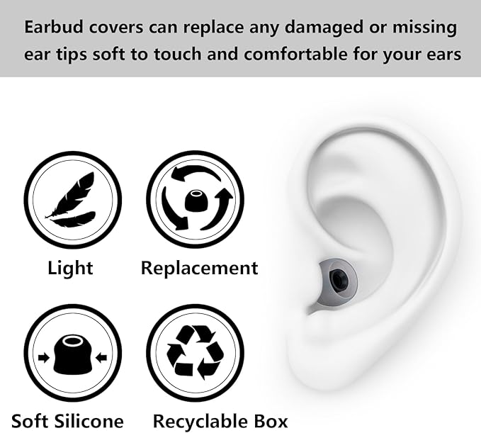 Silicone Earbud Covers - Fit for in-Ear Headphones (Inner Hole 3.8mm -5.1mm) Ear Tips - 9 Pairs S/M/L