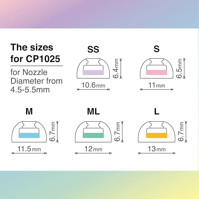 SpinFit CP1025-M/S- Medical Grade Silicone Patented Ear Tips, Secure Fit and Supreme Comfort Fits MTW3, Galaxy Buds 2, Soundcore Space A40 & More (2 Pairs) (for Nozzle Diameter from 4-5.5mm)