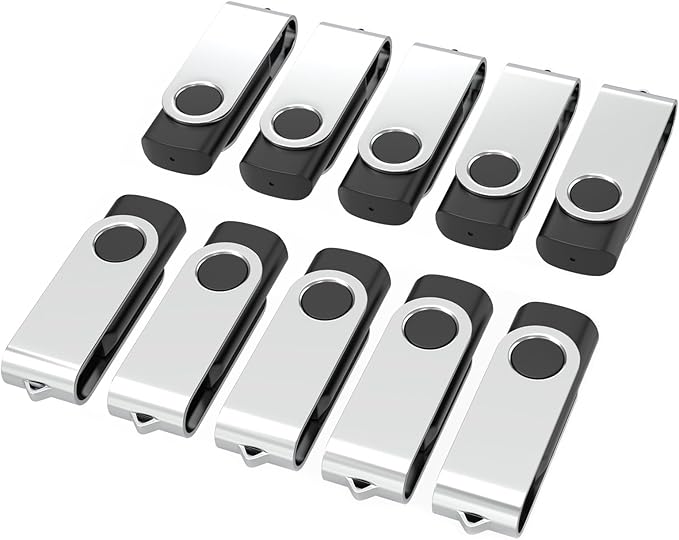 USB Flash Drives 8GB 10 Pack, Wooolken USB 2.0 Thumb Drives with Keychains Memory Stick USB Drive Pendrive for PC Laptop Computer (Black)