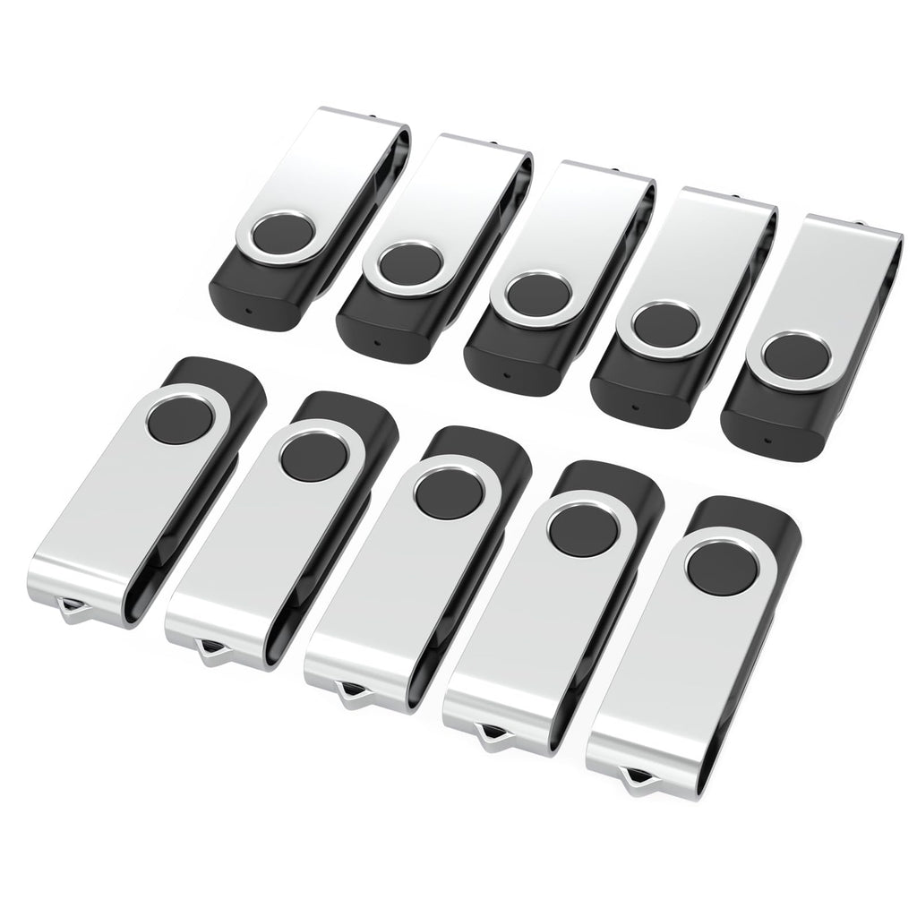 USB Flash Drives 4GB 10 Pack, Wooolken USB 2.0 Thumb Drives with Keychains Memory Stick USB Drive Pendrive for PC Laptop Computer (Black)