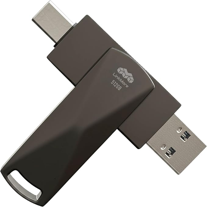 LinkMore NR P50 512GB External SSD – Type-C & USB-A Portable Drive, USB 3.2 5Gbps, 530MB/s Read, 480MB/s Write, 110MB/s Sustained Write – Works with iPhone-15+, PS5, Steam Deck, Android, Mac, Windows