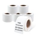 PUQU 30x50mm Direct Thermal Sticker Labels, Self-Adhesive All-Purpose Label Maker Tape, Compatible with AQ Series Label Printer, Refills Standard Laminated Office Labeling, 6 Rolls, 900 Labels