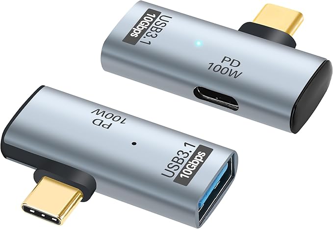 2-in-1 USB C 3.1 to USB 3.0 10Gbps Adapter with 100W Charging Port, USB Female to USB Type-C Male OTG (On The Go) Data Transfer Converter for iPhone 16/15 Series, MacBook, iPad-2Pack