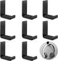 Weewooday 8 Pcs Headphone Hanger Headphone Holder Wall Hook Desk Bulk Adhesive Headset Wall Mount Stand General Purpose (Black)