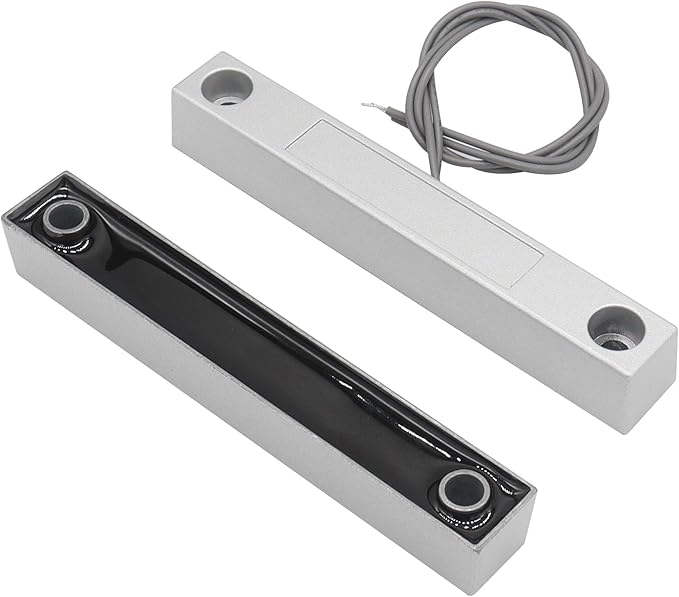 Magnetic Reed Switch Wired Surface Mount Normally Open/Closed NC/NO Contact Sensor Alarm Magnetic Door Switch with 3 Wires, Zinc Alloy Sliver, MC-58