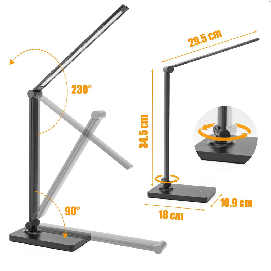 DWEPTU Rechargeable Desk Lamp, Adjustable, 3 Brightness, USB Charging Port