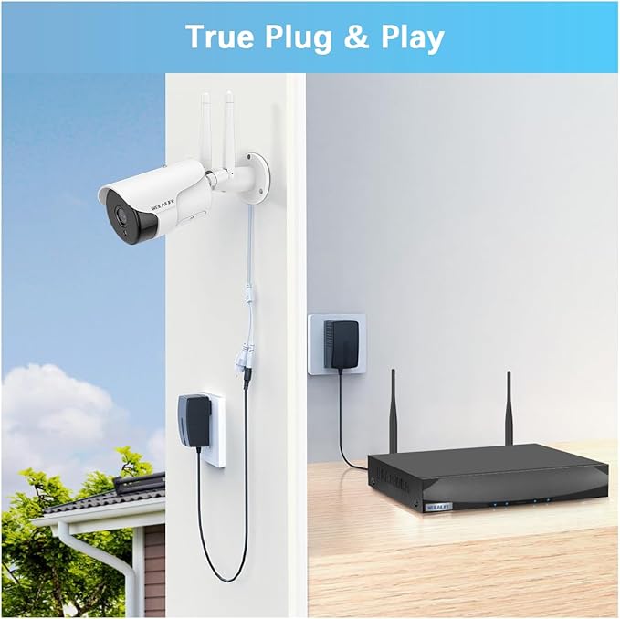 WEILAILIFE 【Dual Antenna Enhanced】 5MP Outdoor Wireless Security Camera System, Wireless DVR System, WiFi Video Surveillance, Home Security Cameras
