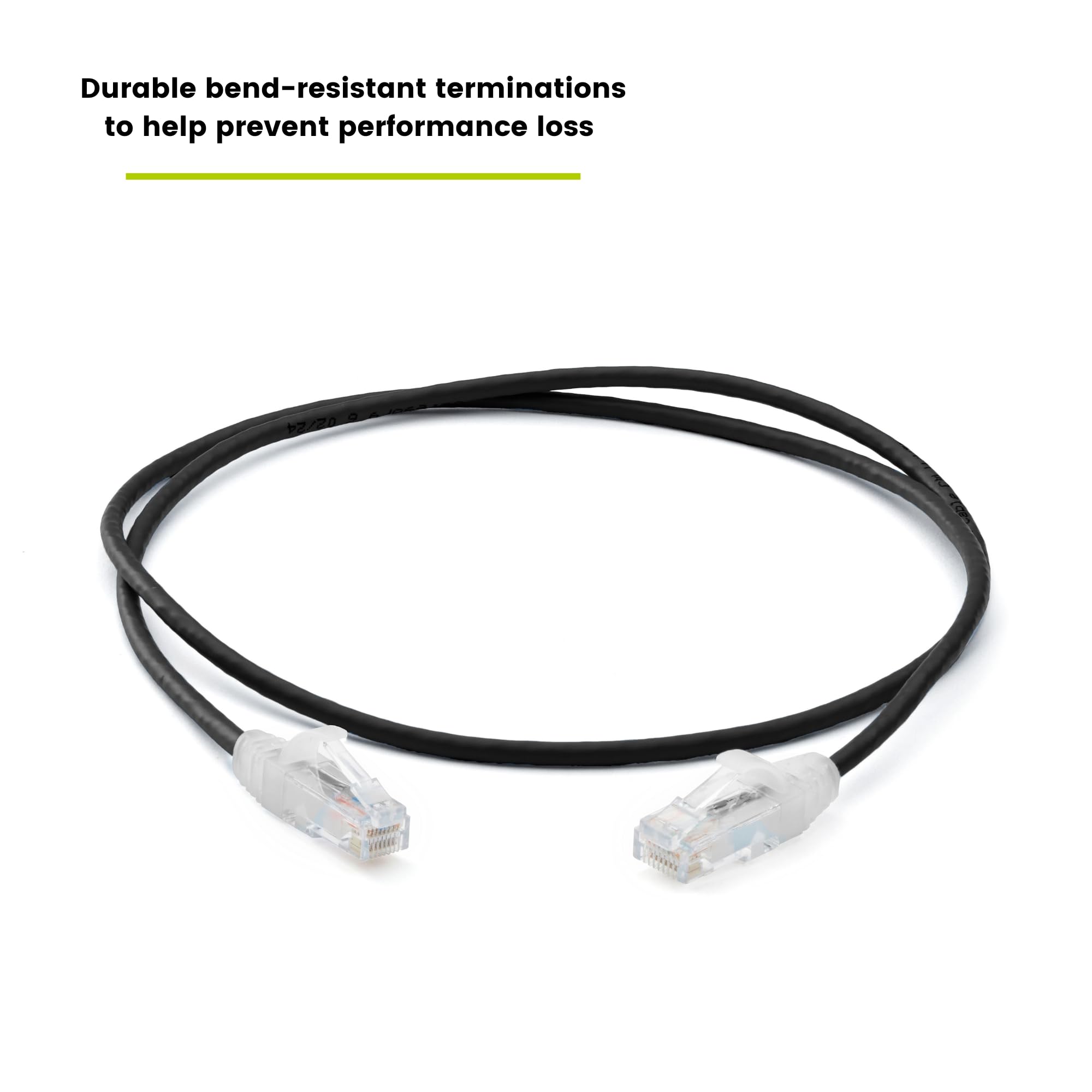 TRUECABLE Cat6 Component Rated Patch Cable, Unshielded (U/UTP), 2ft, Black, 28AWG Stranded Pure Copper, Snagless 10G High-Speed Ethernet Cable, PoE++ 4PPoE 100W, UL Listed, RoHS-3, 1 Pack