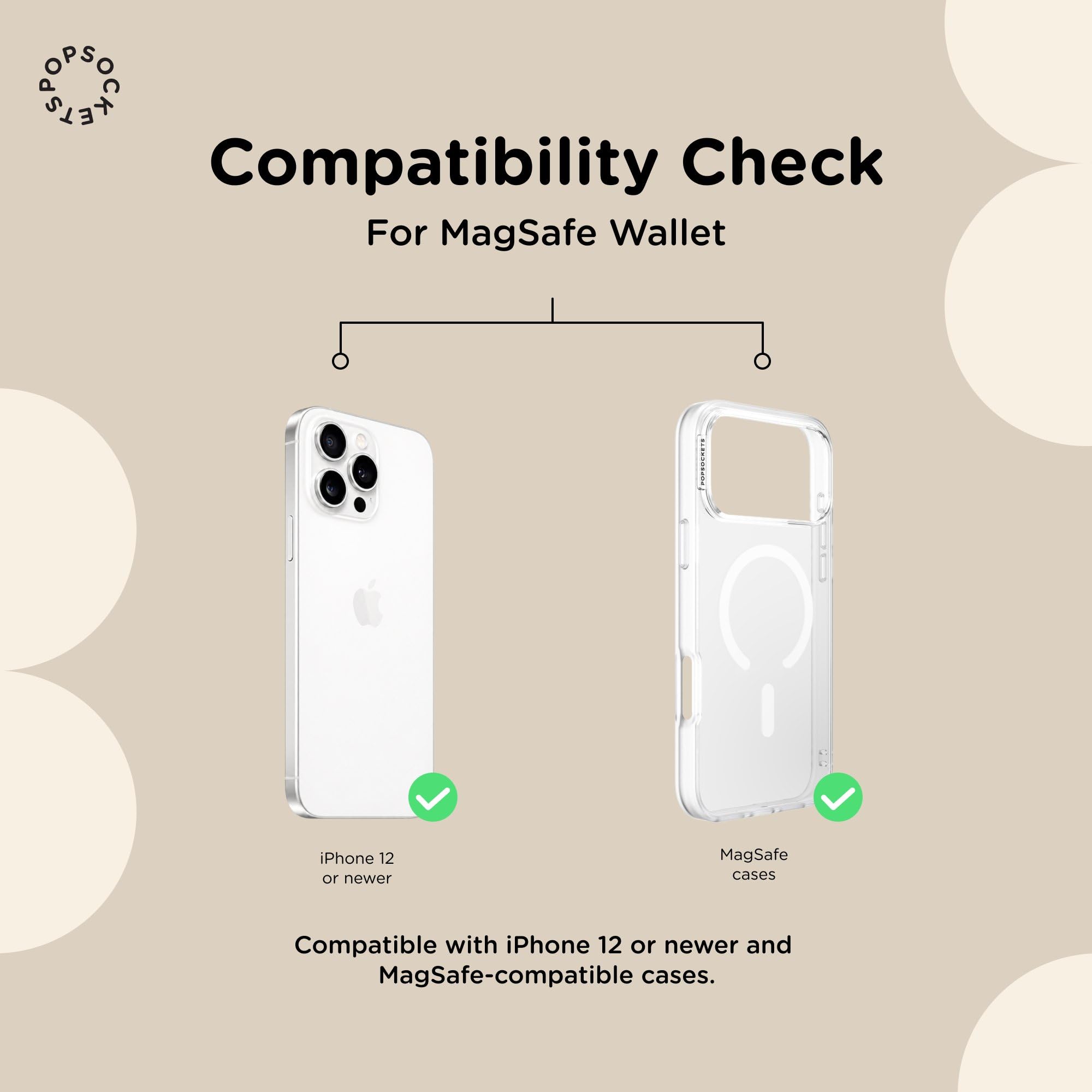PopSockets Phone Wallet for MagSafe, Phone Card Holder with Grip, Neutral - Latte