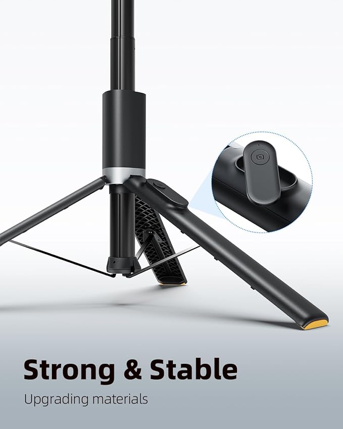 TODI 63" Cell Phone Selfie Stick Tripod, Portable Tripod for iPhone with Wireless Remote, Extendable Smartphone Stand, All-in-1, Compatible with iPhone/Android