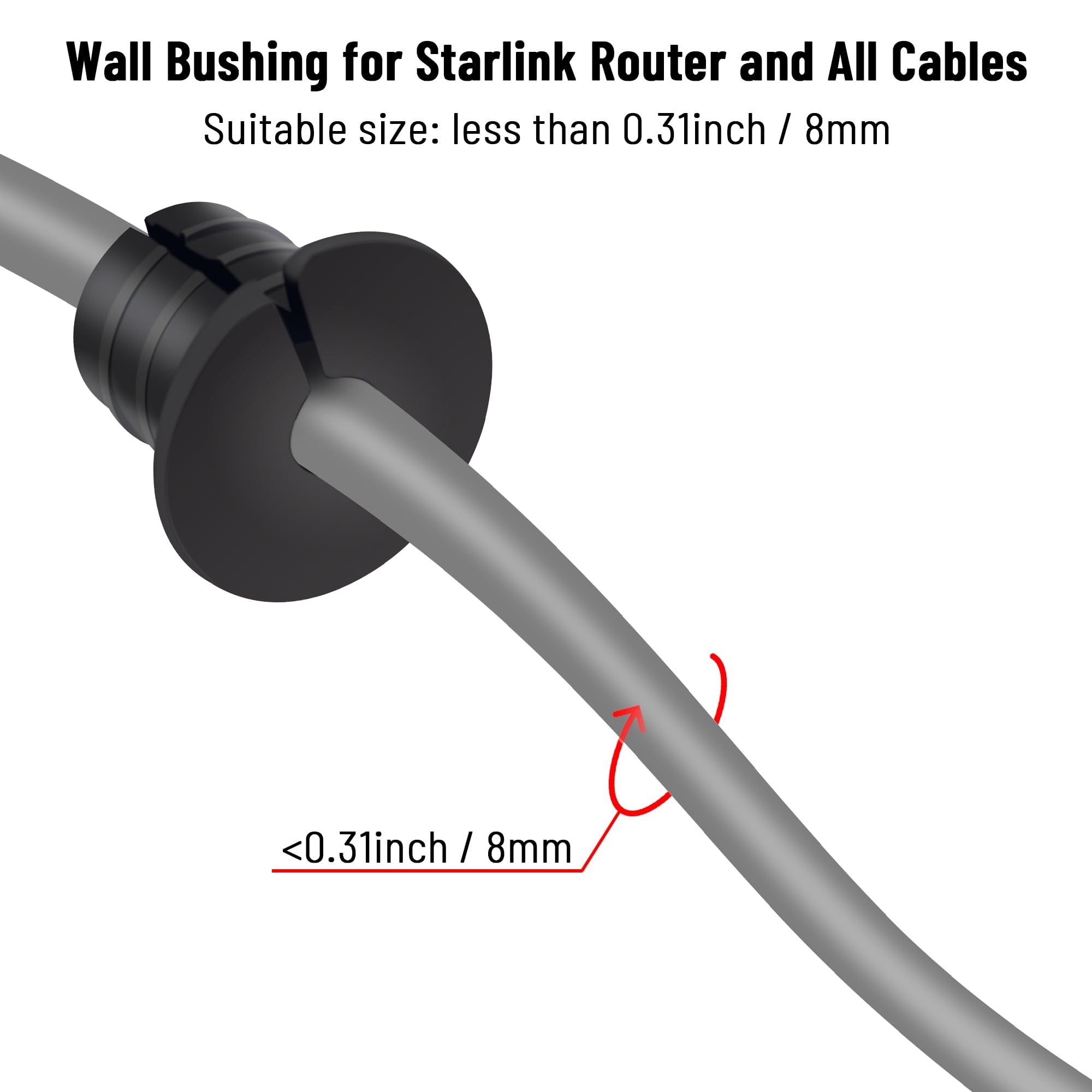 Cable Grommet Routing Kit for Starlink for 3/4 inch Wall Hole, Starlink Accessories, Silicone Cable Wall Pass, Starlink Anti-Slip Wall Grommets for Cables (3/4 inch) 2 Pcs