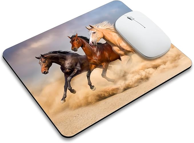 Running Horse in Sand Rectangle Mouse Pad Mat Non-Slip Rubber Base Mousepad for Office Laptop