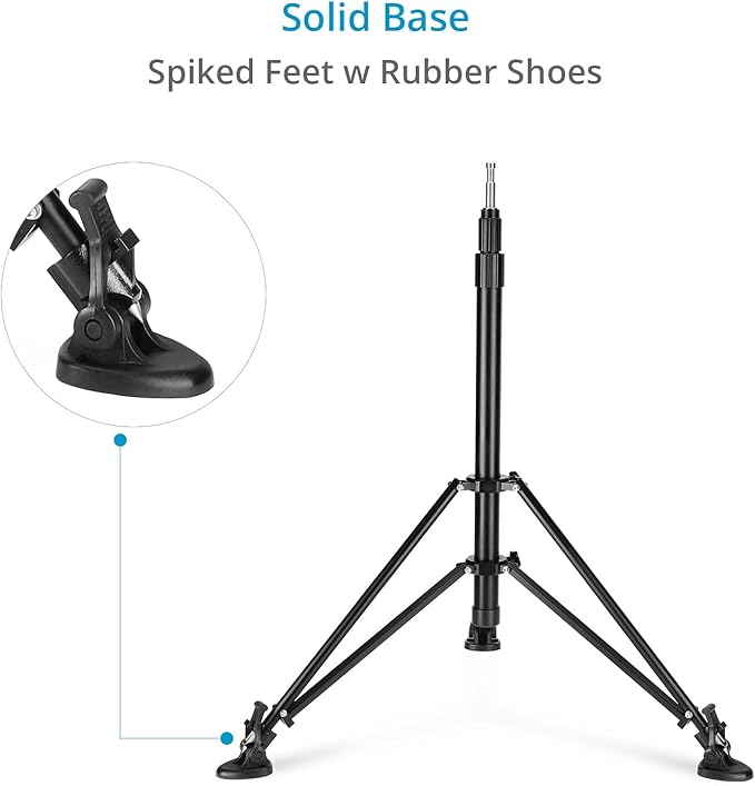 PROAIM 6.25ft 3-Stage PT-Z Camera Support Stand with 5/8” Baby Pin & Detachable Ball Head. Telescopic Design, Spiked Feet with Rubber Shoes, Payload- 20kg/44lb (STD-PT-Z-01)