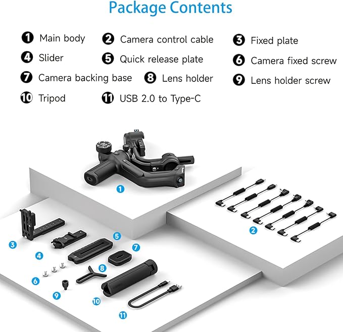 FeiyuTech SCORP 2 Gimbal Stabilizer for DSLR and Mirrorless Camera, Integrated Al Tracking Sensor, 3-Axis Camera Stabilizer for Sony Canon Panasonic Nikon, 2.5kg Payload Touch Screen Vertical Shooting