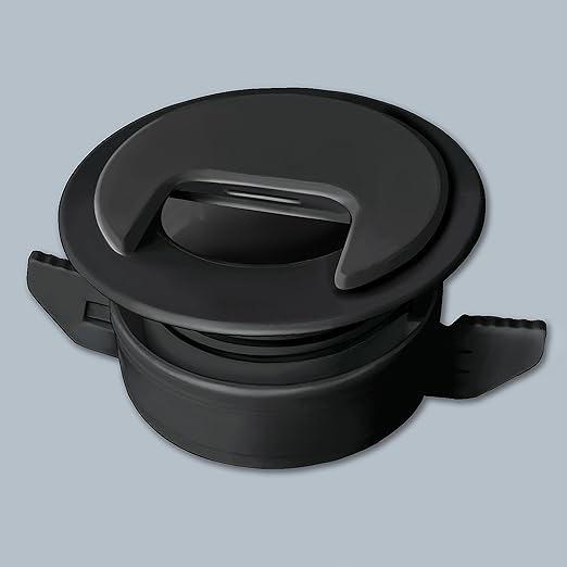 (1-Pack Black) Cable, Wire & Cord Management - Self Locking Grommet with Cover for Walls, Ceilings, Desks, Used for All Surfaces 3/8” to 1” Thick, Made in USA