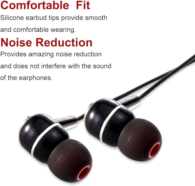 Earbud Tips Soft Silicone Earbuds Replacement Tips Fit for in-Ear Headphones(Inner Hole from 3.8mm - 4.2mm Earphones) 9 Pairs S/M/L,Black/Red