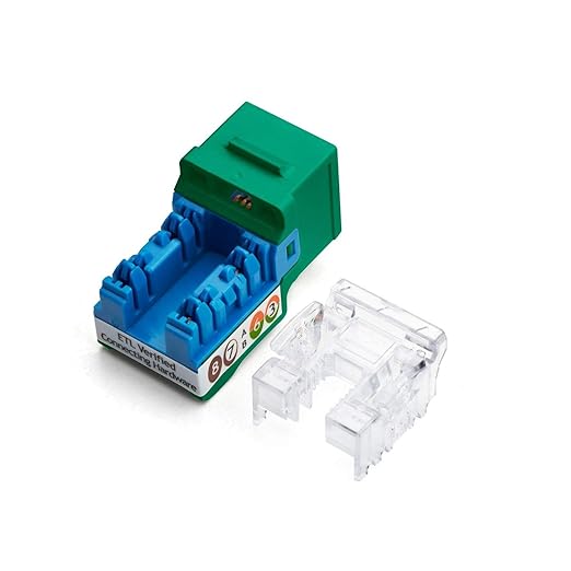 TRUE CABLE Cat5e Keystone Jack, Unshielded (UTP), 90 Degree Punch-Down, PoE++ (4PPoE) 100W, UL Listed, ETL Verified, ANSI/TIA Certified, Modular RJ45 Female, Green, 48 Pack