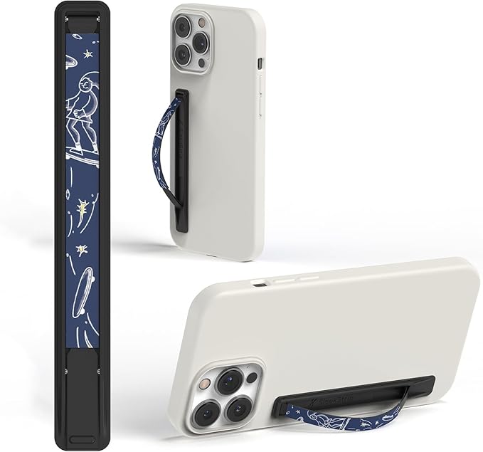 Phone Grip, Ultra Thin Cell Phone Grips Finger Holder Kickstand for Back of Phone, Loopy Case Swappable for Smartphones Wireless Chargers Car Mounts - SleekGrip Essential