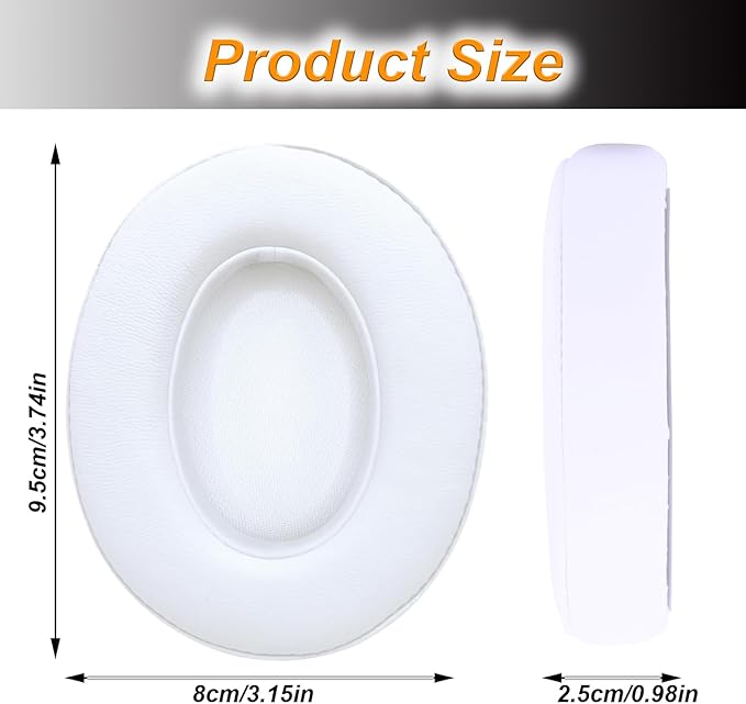 Replacement Ear Pads Cushions for Beats Studio（B0501、B0500），Beats Studio 2 & Studio 3 Wired & Wireless Headphones, Earpads with Soft Protein Leather, Noise Isolation Memory Foam - White
