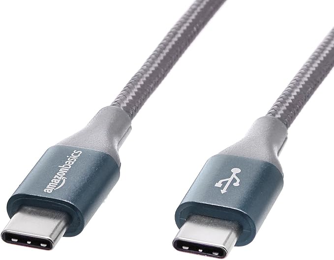 Amazon Basics USB C to USB C Cable Charger Cable, Nylon Braided Cord, 480Mbps Speed, USB-IF Certified, for Apple iPhone 16/15, iPad, Samsung Galaxy, Tablets, Laptops, 10 Foot, Dark Gray