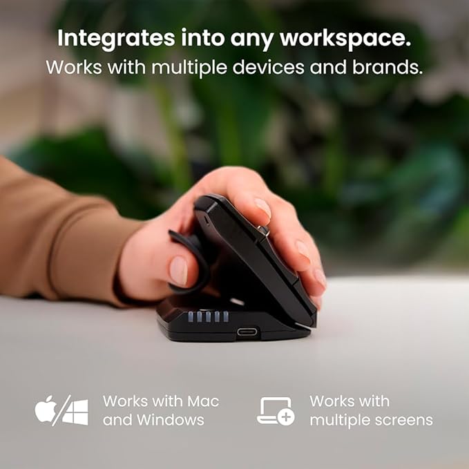 Contour Unimouse Ergonomic Vertical Mouse for Left Hand – Adjustable 35°-70° Angle, Customizable Thumb Rest, Rechargeable Battery, 6 Programmable Buttons, All Day Comfort and Pain Relief