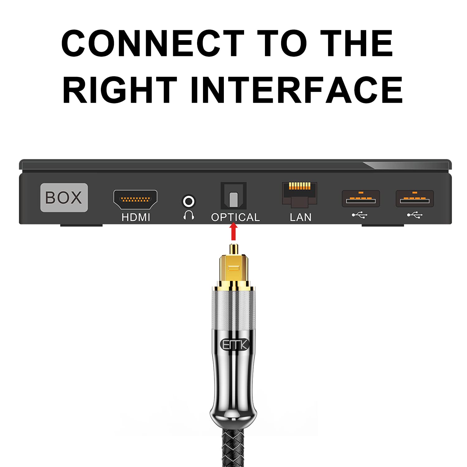 EMK 24K Gold-Plated Optical Audio Cable [10ft/3M] - Digital Toslink SPDIF Cable Compatible with Soundbar to TV, Home Theater - High-Speed Fiber Optic Cable (Silver)