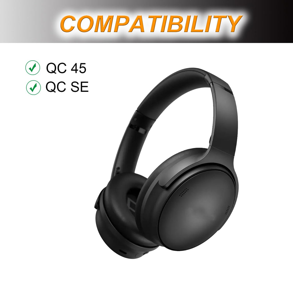 Earpads Cushions Replacement for Bose QC45(QuietComfort 45) Headphones Ear Pads,Soft Protein Leather,Noise Isolation Foam(Black)