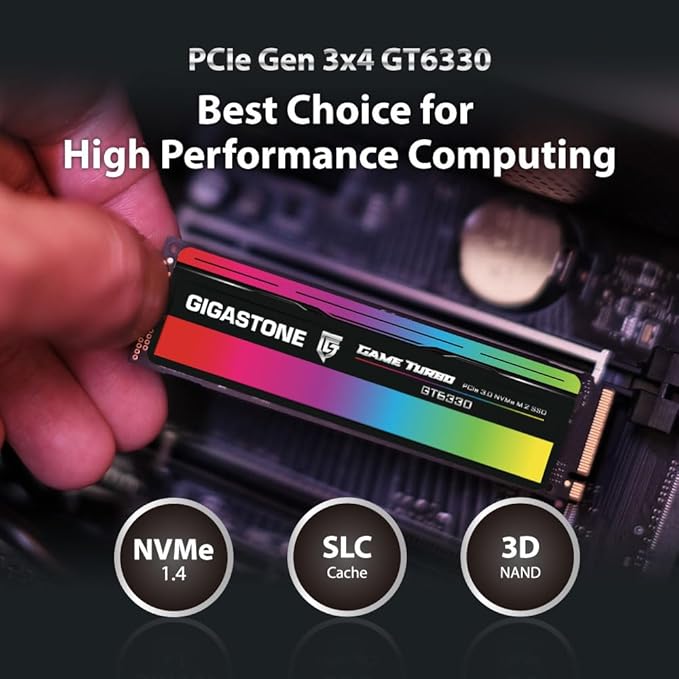 Gigastone M.2 SSD 2TB PCIe 3.0 NVMe SSD 3,500MB/s Internal Gaming Solid State Hard Drives Upgrade PC Laptop Storage High Speed Response for Gamers Graphic Design Creators IT Pros PCIe Gen3x4