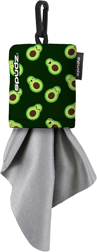 SPUDZ Classic Microfiber Lens Cleaner – Clip-On Pouch, Washable – for Binoculars, Scopes, Glasses, Screens | Avocado, 6 x 6 Inch (2-Pack)