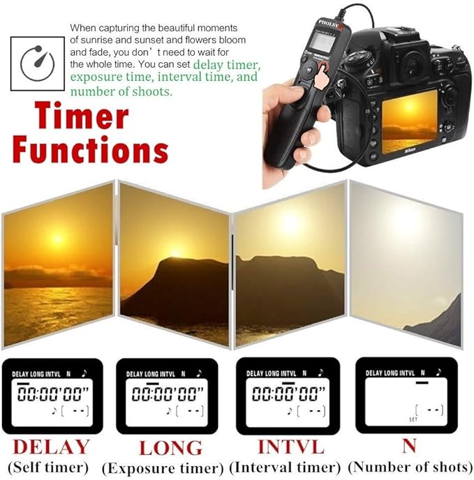 PHOLSY O6 Timer Remote Cable Control with Intervalometer for Olympus E-M1, E-M5 II, E-M10 II, Pen-F, E-PL8, E-PL7, E-PL6, E-PL5, E-PL3, E-PL2, E-P5, E600, E620, 590UZ, 810UZ, Replaces Olympus RM-UC1