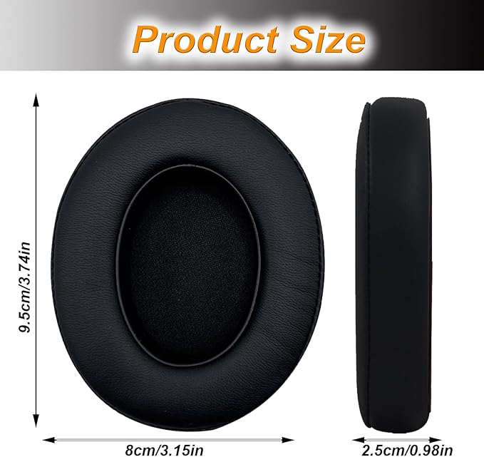 Replacement Ear Pads Cushions for Beats Studio（B0501、B0500），Beats Studio 2 & Studio 3 Wired & Wireless Headphones, Earpads with Soft Protein Leather, Noise Isolation Memory Foam - Grey (Black)