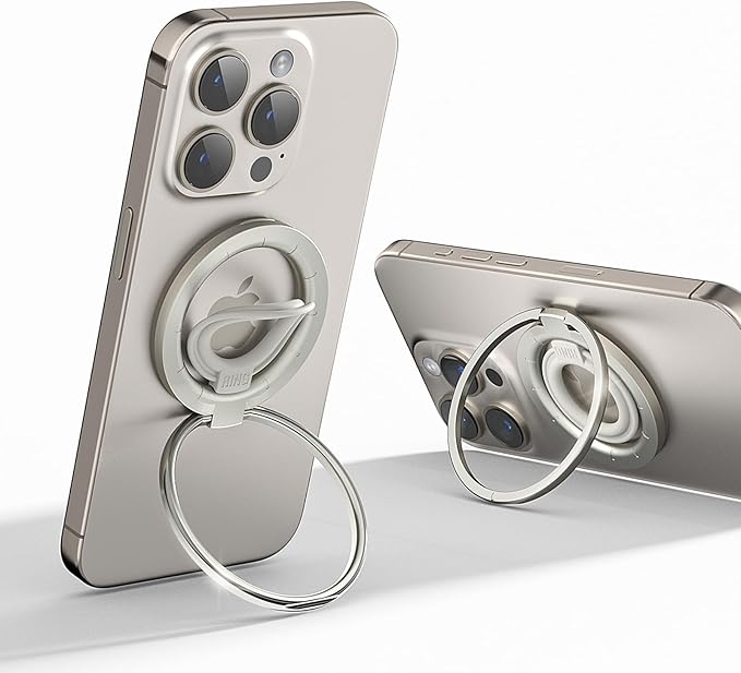 OPSO Magnetic Phone Ring Holder for MagSafe, 360° Rotatable Gym Finger Ring Grip Stand, [Dual-Sided Magnet] Magnetic Phone Grip Adjustable Kickstand for iPhone 16 15 14 13 12/Pro/Max, All Smartphone