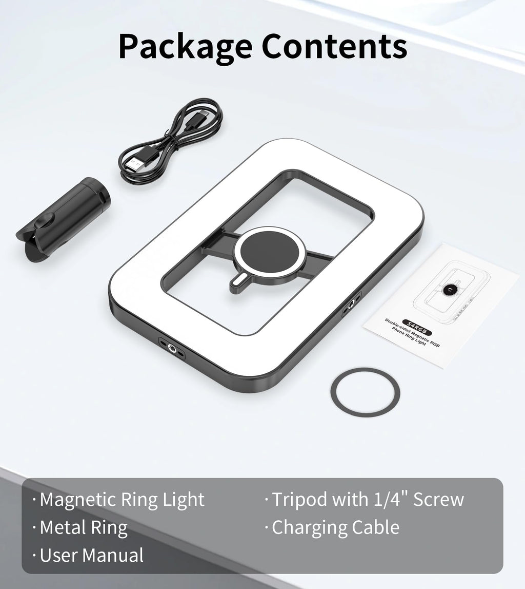 Magnetic 6000mAh Selfie Ring Light for iPhone 448LED RGB Light with Stand