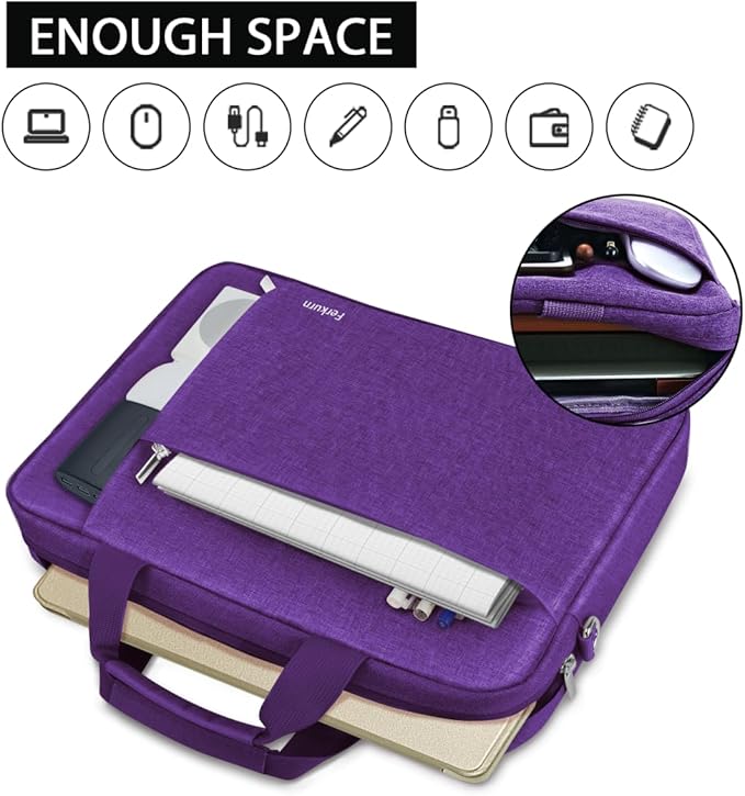 Ferkurn Laptop Bag Case for Women Men Computer Bag Compatible with HP Envy Pavilion Omen/LG Gram/MSI/Dell Inspiron XPS/Lenovo/Acer, Shoulder Strap Carrying Messenger Briefcase, Purple, 17 17.3 Inch