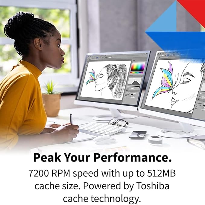 Toshiba X300 PRO 12TB High Workload Performance for Creative Professionals 3.5-Inch Internal Hard Drive – Up to 300 TB/Year Workload Rate CMR SATA 6 GB/s 7200 RPM 512 MB Cache - HDWR51CXZSTB